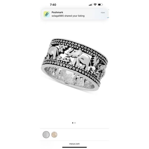 And Now This Elephant Band silver tone Ring size 6 - Picture 1 of 6